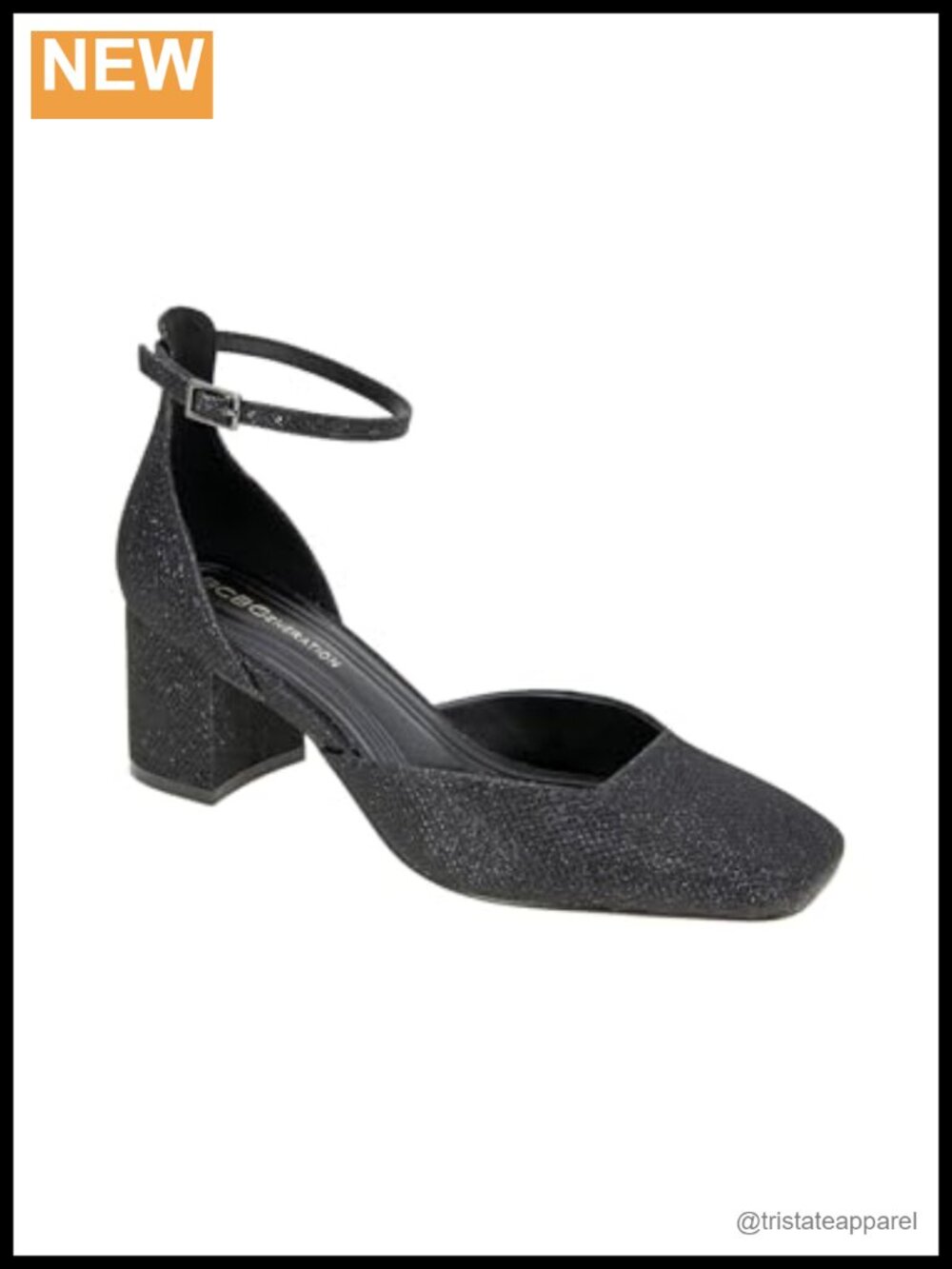 Block Heel Square Toe Ankle Strap Padded Footbed Dress Pumps